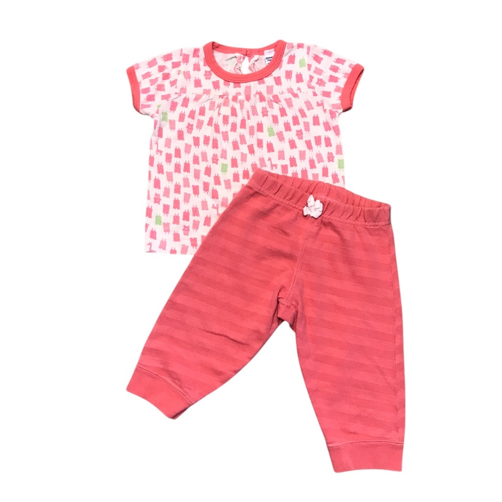 🆕 Petit Bateau Pink Stripe Pants & Printed Tee